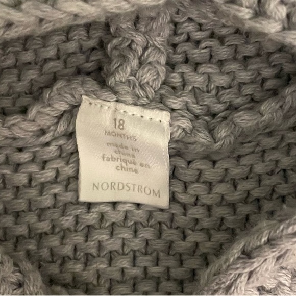 Nordstrom Gray Knit Hooded Button Baby Girls Jacket 18M - Picture 2 of 3